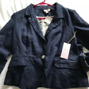 Navy blue linen blazer